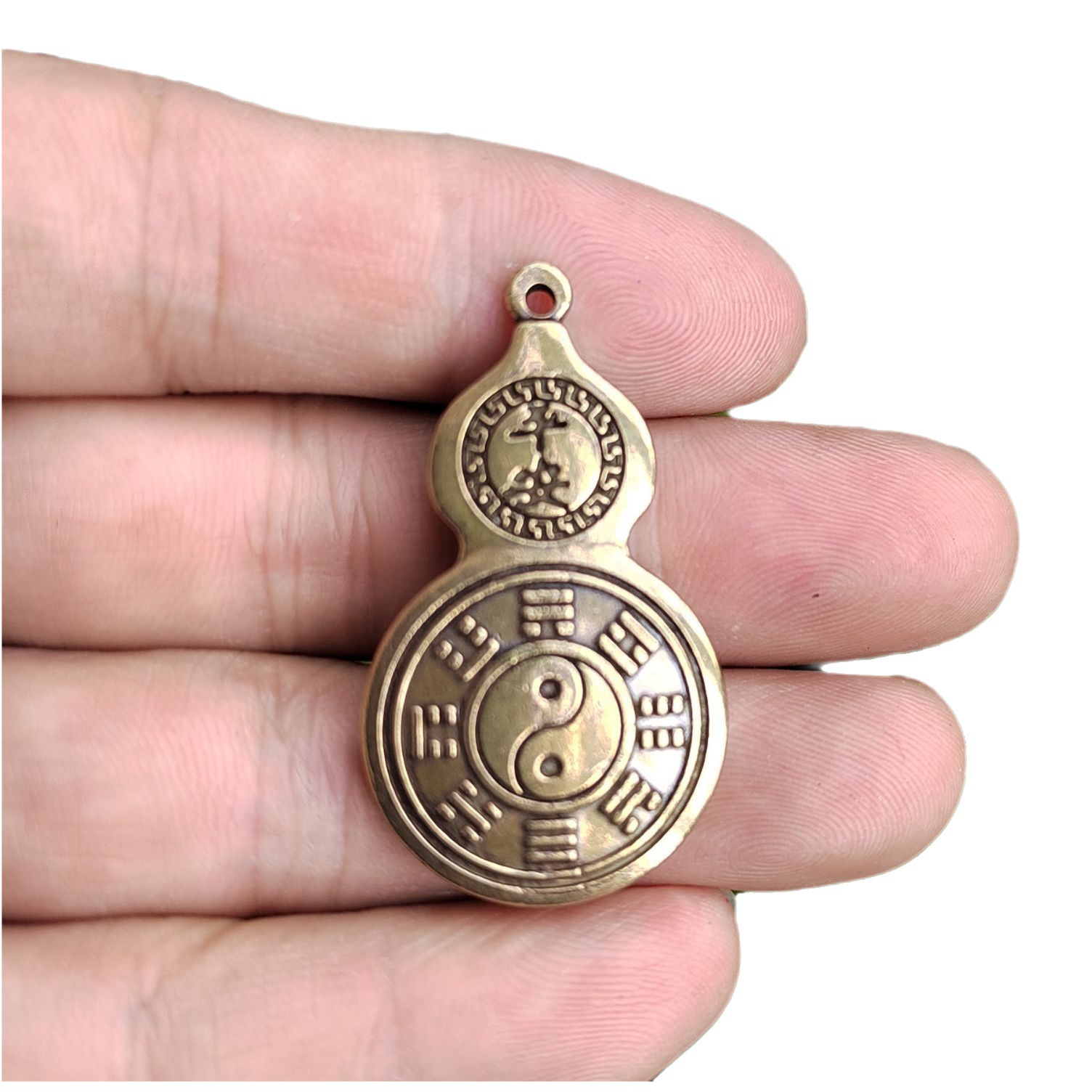 Picture of Pure Brass Baifu Ping An Tai Chi gossip small gourd keychain pendant pure copper small pendant pendant factory wholesale
