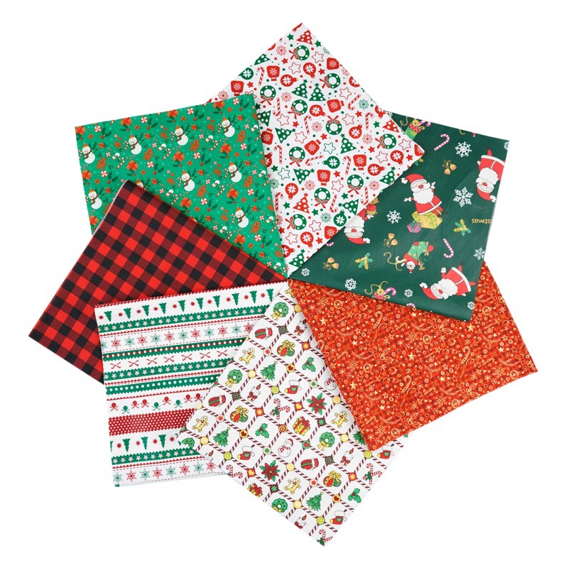 7-color patchwork cloth set Halloween Christmas floral cloth cotton floral Plaid handmade diy cotton cloth small cloth head cloth lining