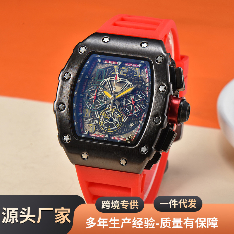 Picture of 2025 New Foreign Trade Men's Quartz Watch Multi-Functional Six-Pin Barrel-Shaped Fashion Hollow Business Watch Wholesale