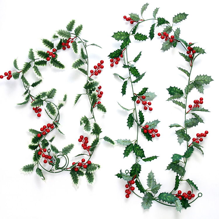 Picture of Amazon New Christmas Atmosphere Decoration Home Decoration Simulation Vine Scenic Area Decoration Wall Hanging Red Fruit Rattan
