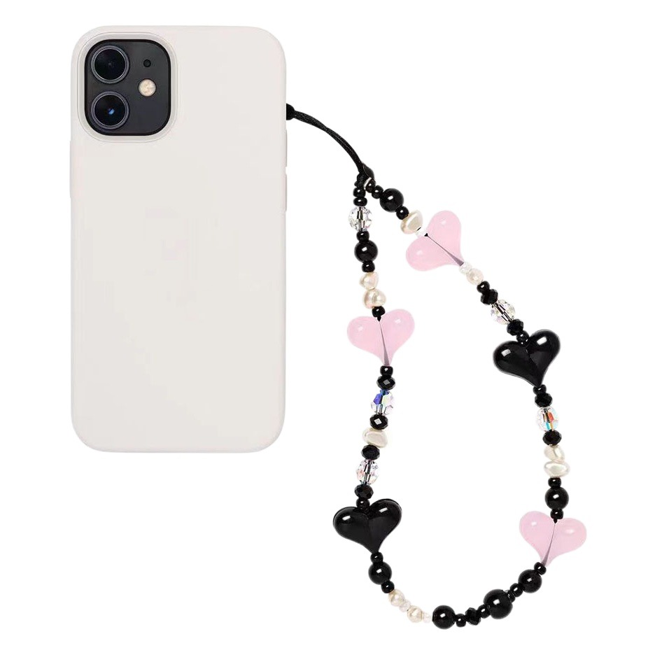 KKBEAD Bohemian style portable ornaments with love series crystal mobile phone chain wrist pendant rope