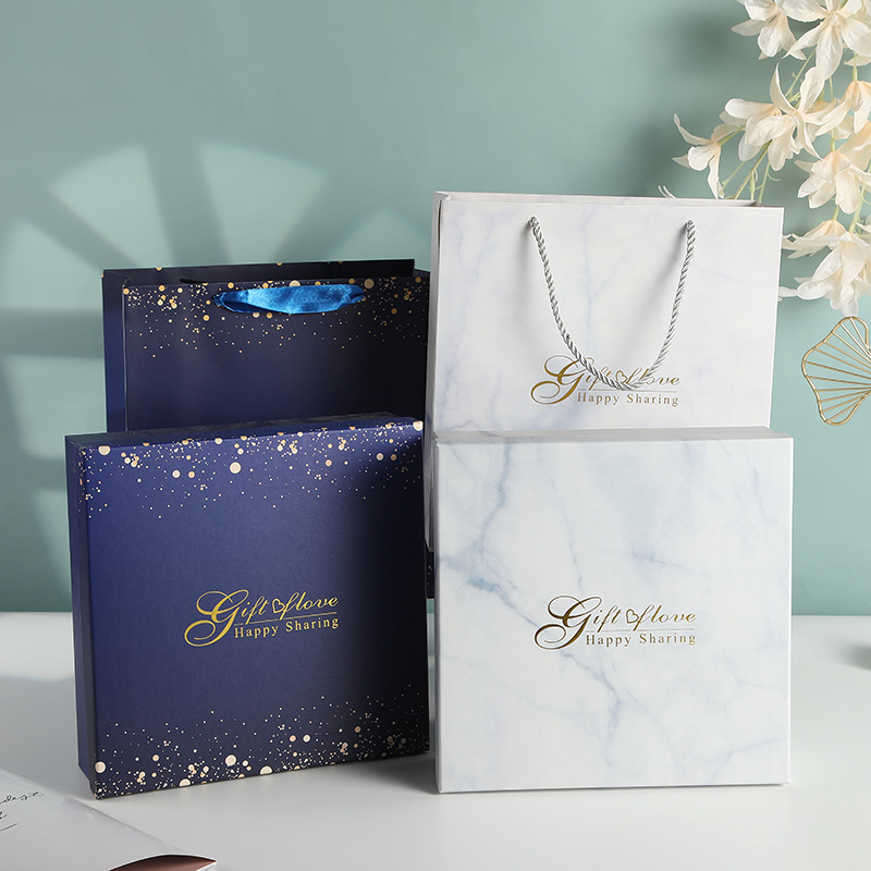 in stock Square Gift Box Simple Skin Care Mask Packaging Box Empty Box Creative Business Blue Accompanying Gift Box