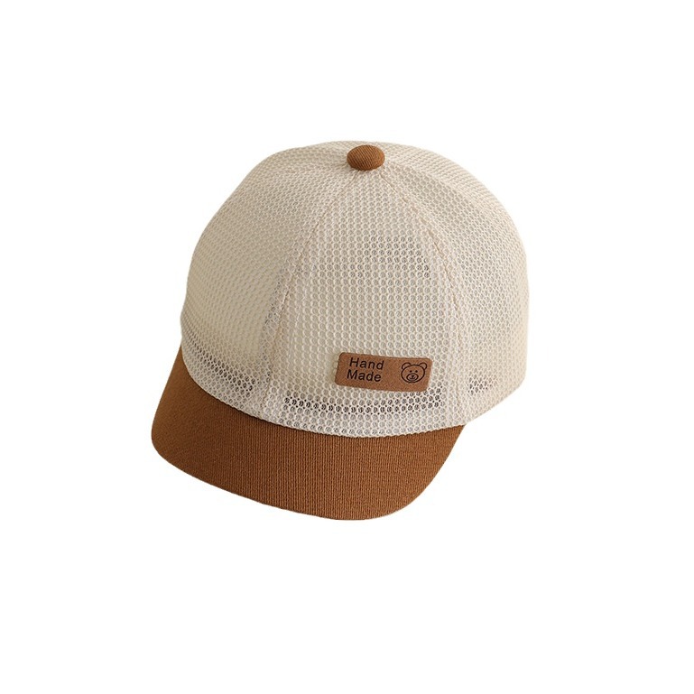 Picture of Little Bear Cartoon Full Net Short Brim Baby Cap Sunscreen Sun Hat Short Brim Baseball Cap for Boys and Girls