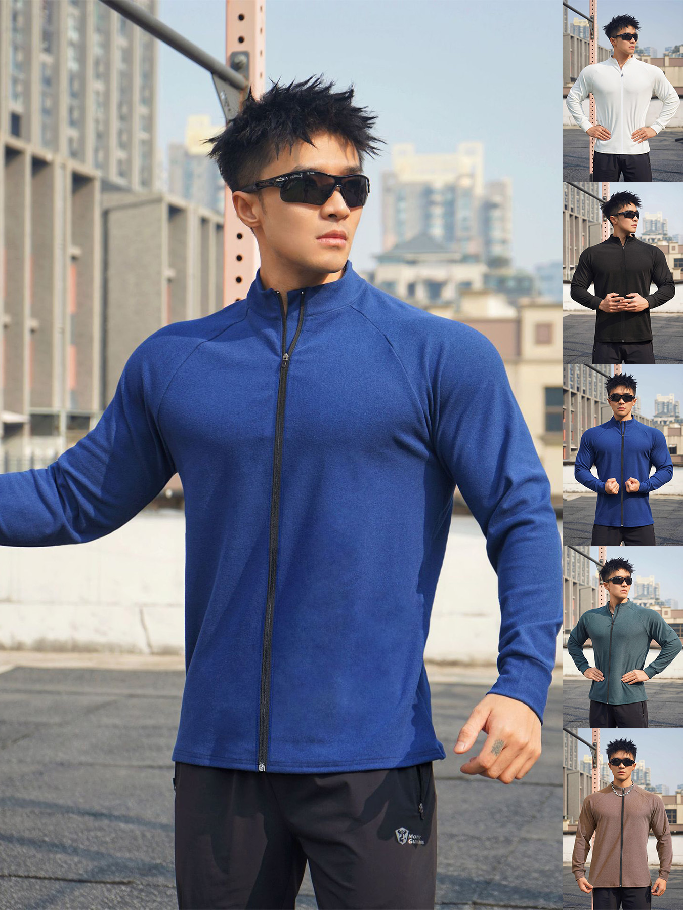 New De Rong Muscle Fitness Men's Basketball Brothers Training Polo Loose Sports Long Sleeve T-shirt Top for Hair
