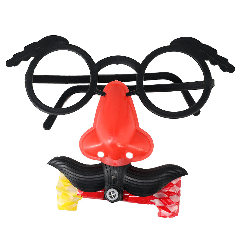 Picture of Beard Blowing Glaring Funny Children's Roll Blowing Dragon Glasses Toy Big Nose Whistle Mask Tricky Stall Supply