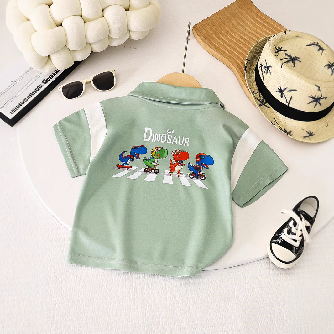Picture of Boys T-shirt Summer 2025 New Short-sleeved Children's Wear Baby Summer Thin Pearl Cotton POLO Shirt Fashionable Hair
