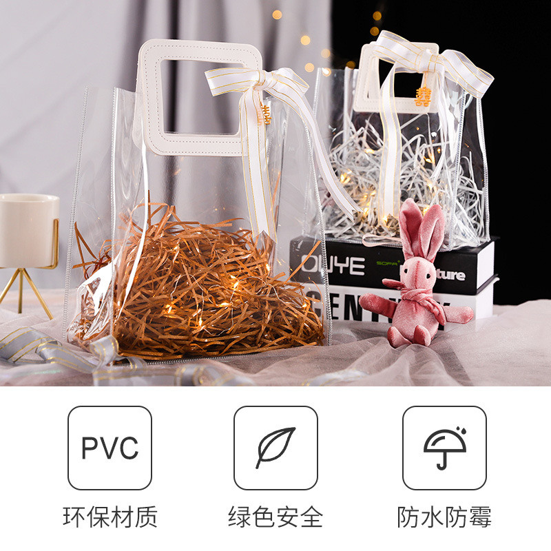 Liuyi gift bag hand gift bag wholesale pvc tote bag transparent custom Net red tote bag shopping bag