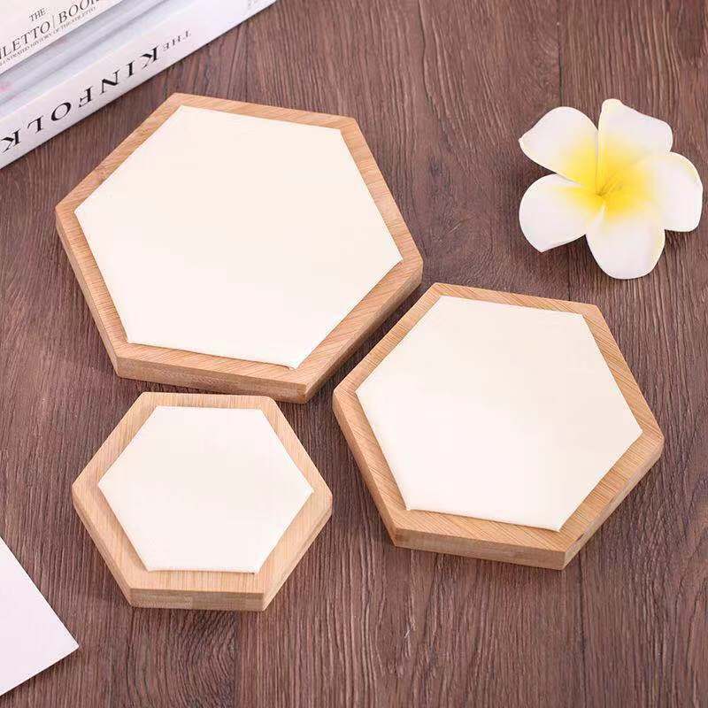 Picture of New bamboo hexagonal three-piece set jewelry ring earrings necklace jewelry display stand display props