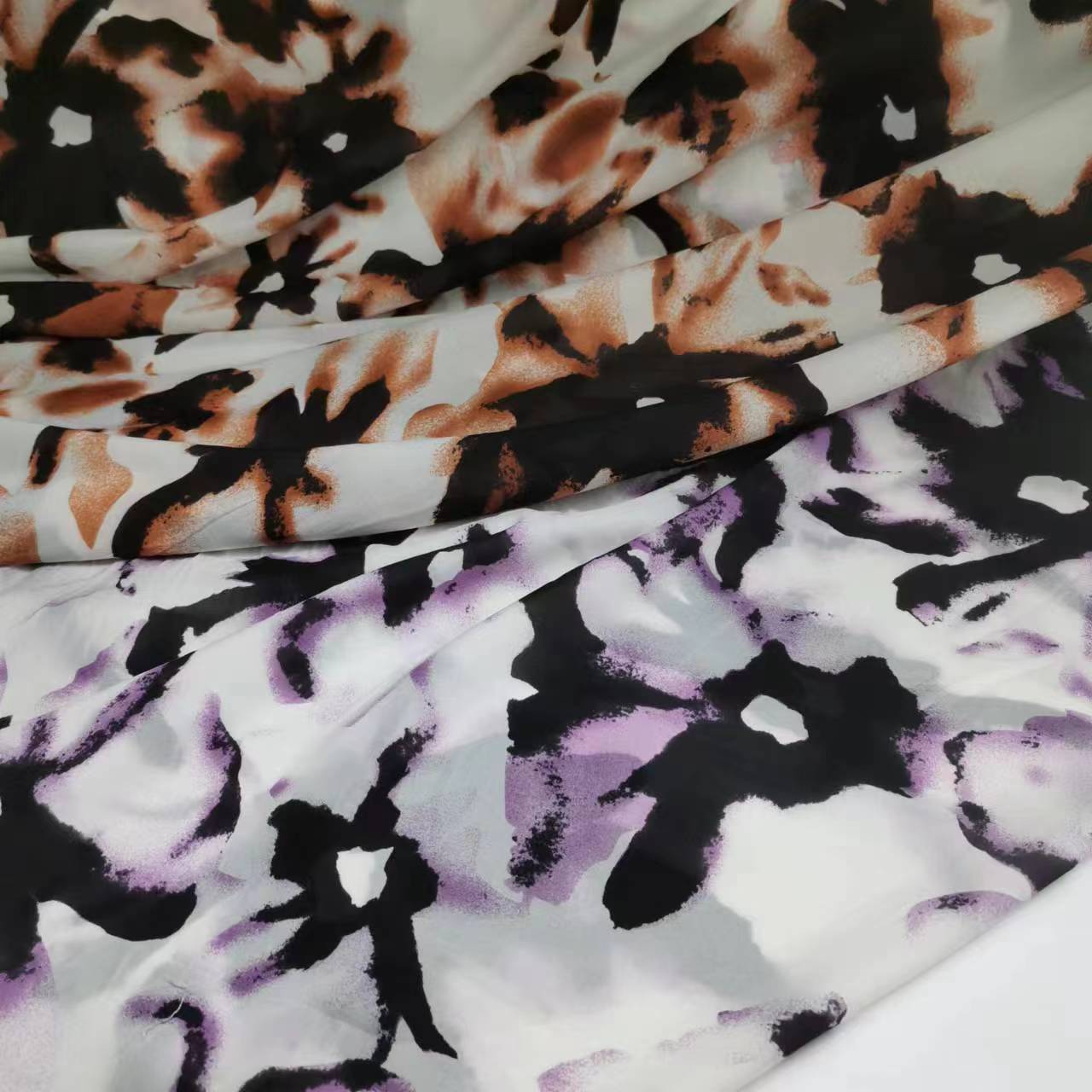 Silk Stretch Chiffon Fabric Abstract Printed Silk Chiffon Dress Silk Scarf Fabric