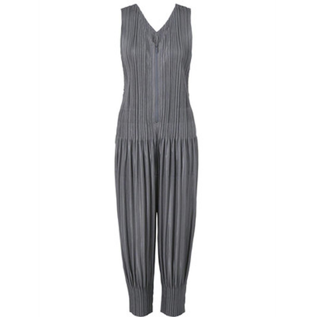 Picture of Miyake New Style Jumpsuit Spring and Summer All-match Pleated Solid Color Positive and Reverse Wear Fashionable Sleeveless V-neck Strap Pants Stylish