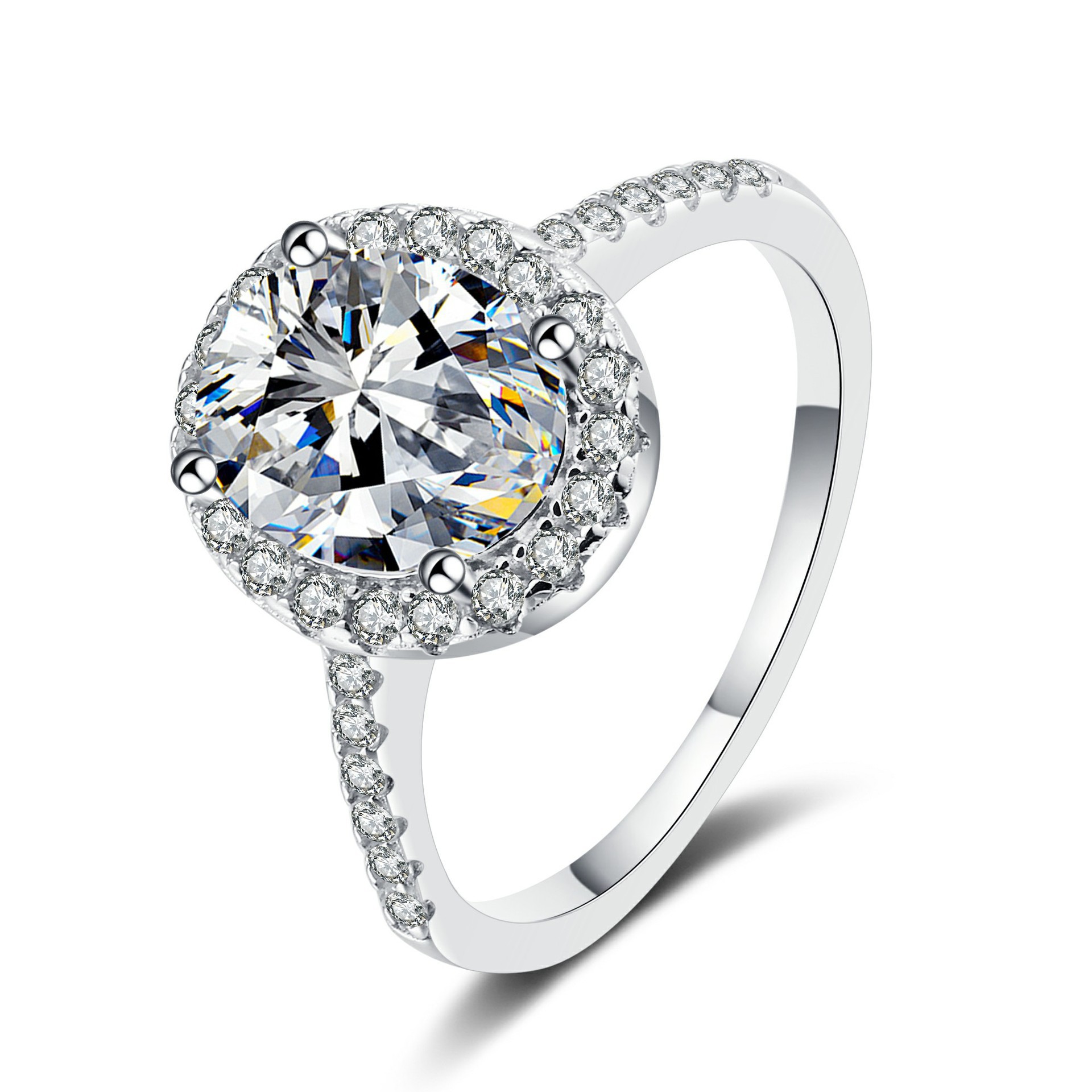 Picture of Cross-border fashion S925 sterling silver classic oval four-claw ring simple egg-shaped moissanite ring