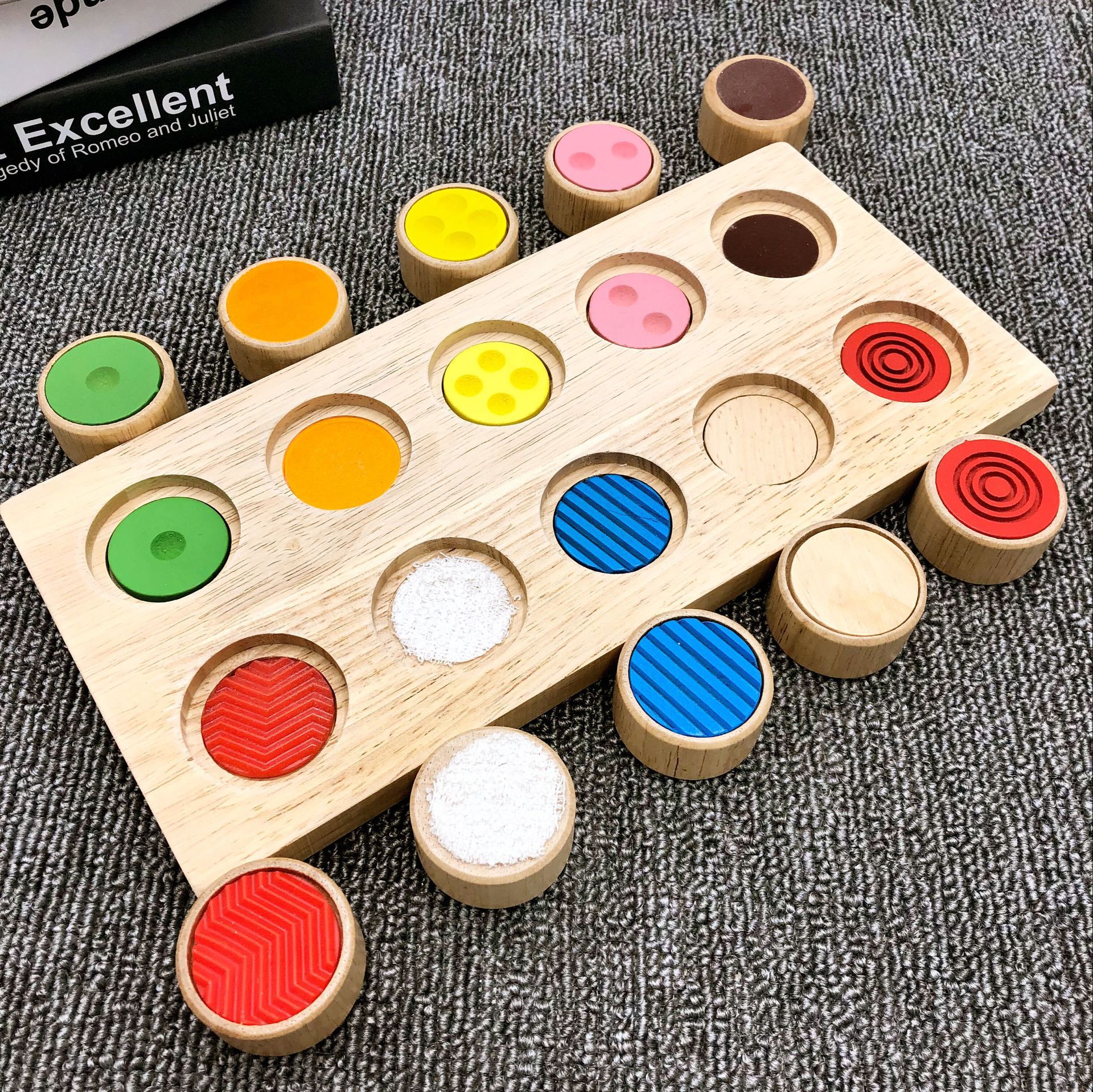 Picture of Montessori Early Education educational toys children's sensory teaching aids touch Baby Touch touch touch memory training matching board