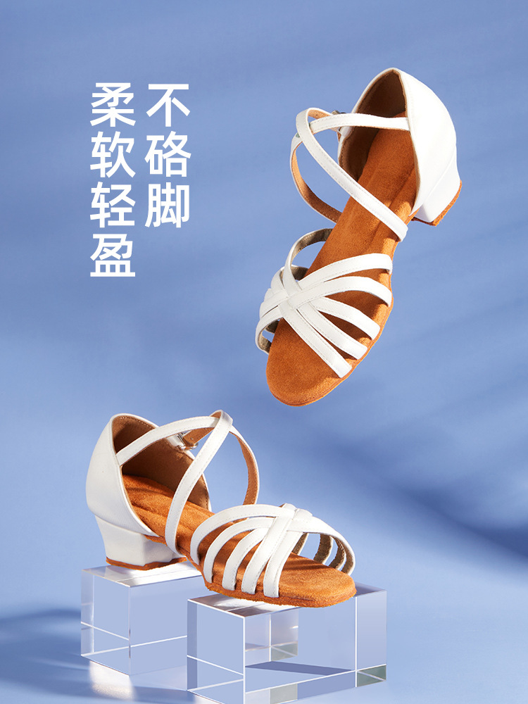 Latin dancing shoes children's soft soles comfortable high heels girls girls beginners professional body cha cha dancing practice shoes
