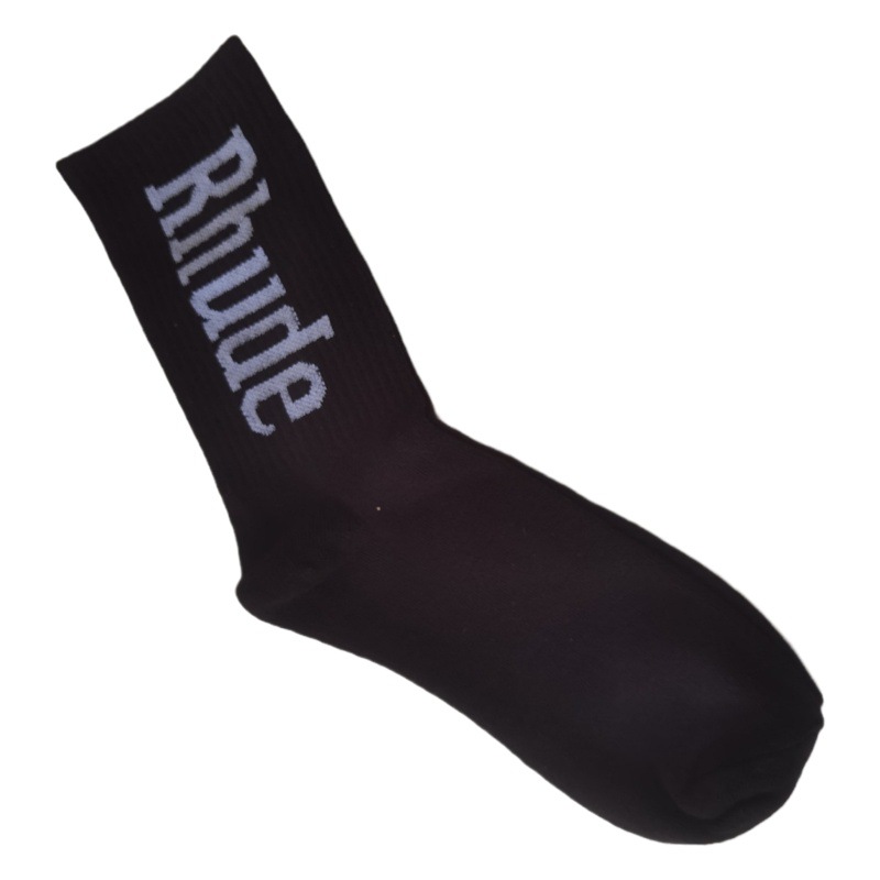 In stock RHUDE letter fashion brand wholesale mid-calf socks street fashion men and women couple cross-border AMIRI all-match socks