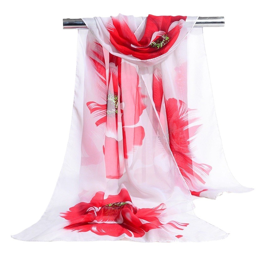 2024 spring and summer new ladies scarf beauty sand gauze scarf peacock blooming rich silk scarf foreign trade wholesale