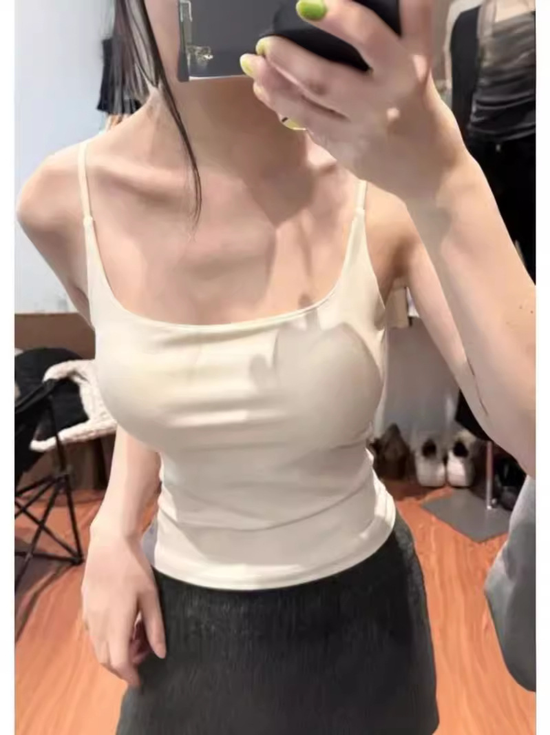 Korean Style Camisole Women's Modal with Latex Chest Pad Beautiful Back Integrated Slim-fit Slimming Camisole Underwear for Women