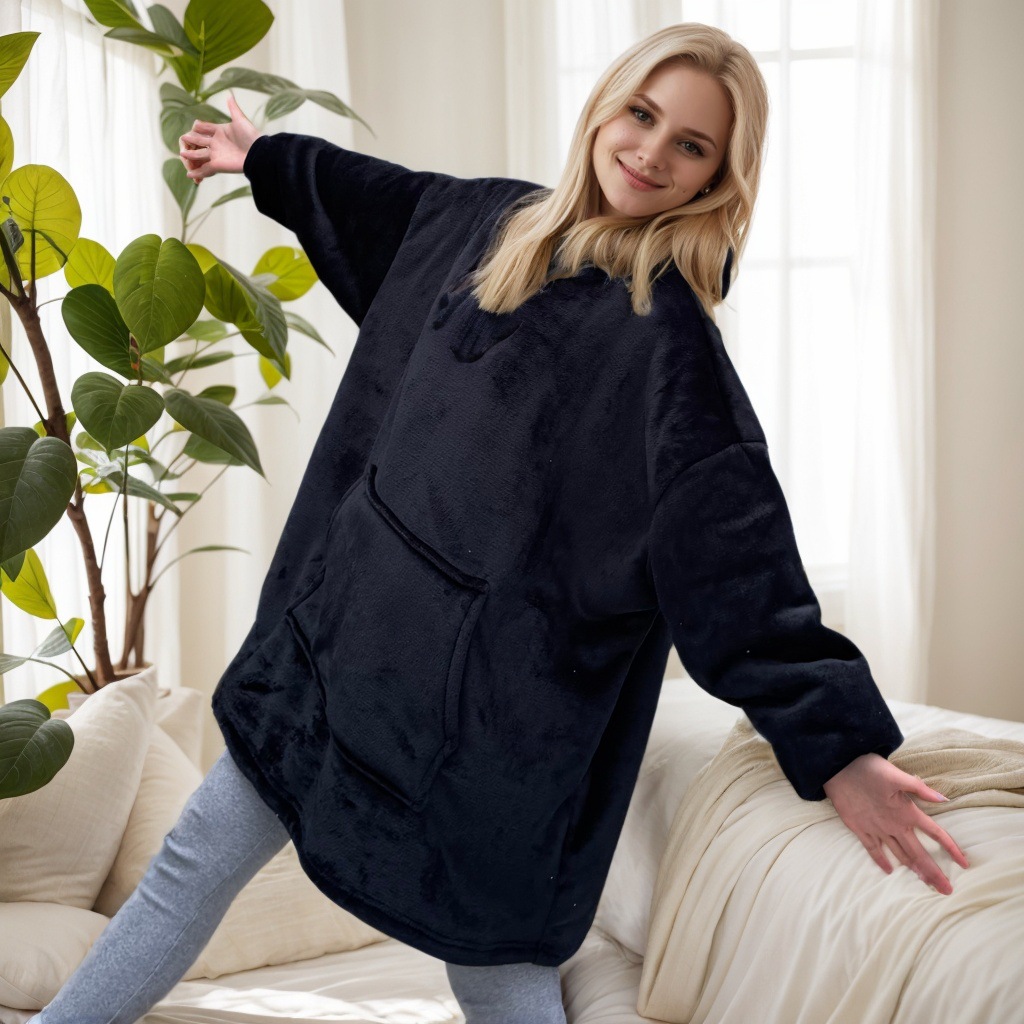 hoodie cold-proof warm home clothing coral fleece pajamas pullover fleece hooded lazy TV nightgown