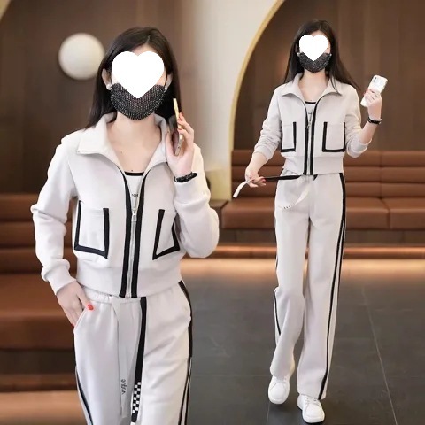 Casual Sportswear Suit for Women, Spring and Autumn 2025 New Style, Spring Jacket, Wide-Leg Pants, Fashionable and Trendy Two-Piece Set