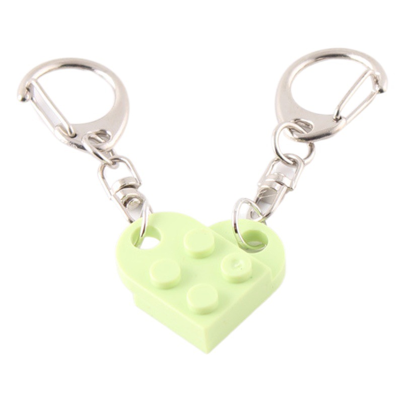 Creative Jewelry ABS candy color split stitching heart-shaped building block keychain class BFF friendship keychain in stock
