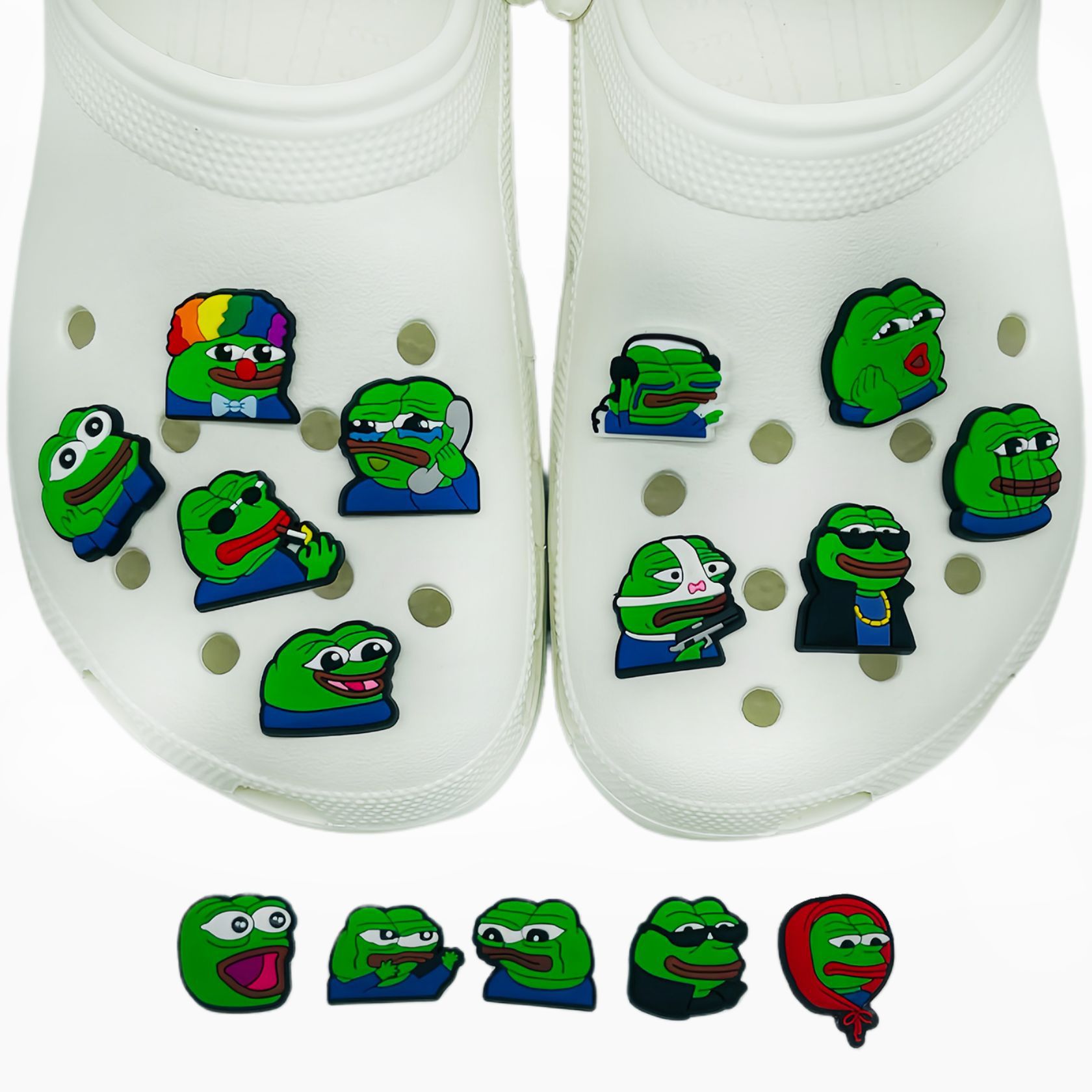 suit Sad Frog Series Shoes Flower Croc Shoes Jewelry Shoe Buckle Detachable Hole Shoes Garden Shoes Decorative Buckle