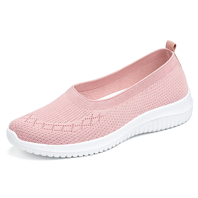 Picture of Women's Shoes 2025 New Style Breathable Fly-Knit Casual Shoes Soft Sole Large Size Cloth Shoes Lightweight Slip-On Mom Shoes