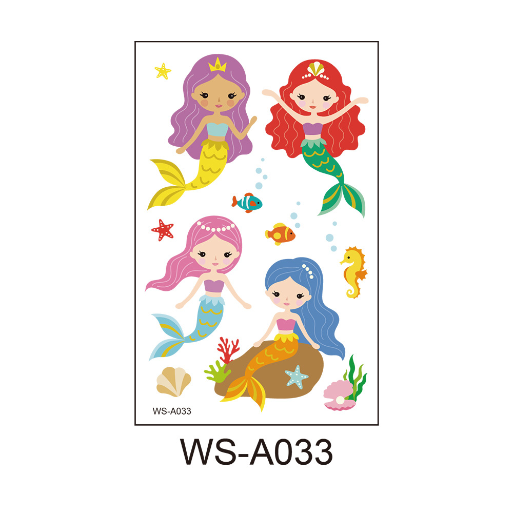 Picture of Cross Border Waterproof Sweat Tattoo Children Cartoon Dream Party Princess Theme Stickers suit Mermaid Tattoo Stickers