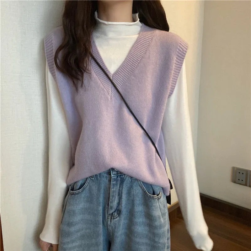 Picture of Vest Vest Coat Women's Autumn and Winter 20223 Korean Style Vest Waistcoat V-Neck Versatile Loose Knitted Sweater