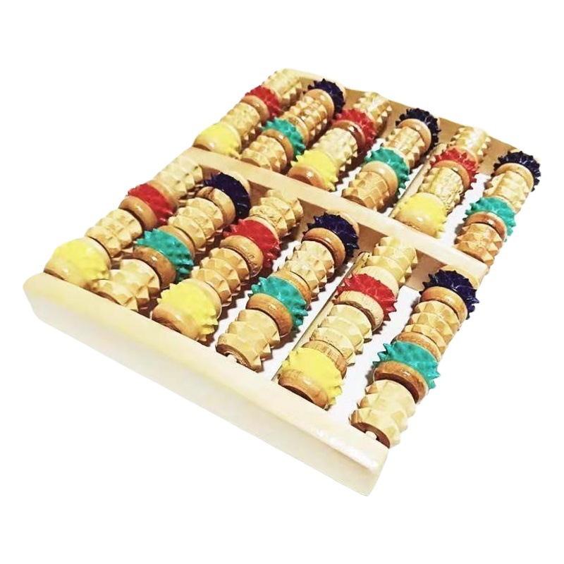 Supply wooden massager roller foot massager wooden L color six rows
