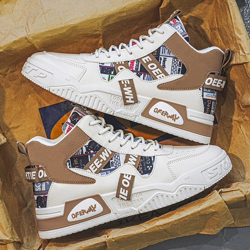 Foreign Trade plus size Men's Shoes Summer 2025 New Fashion Sports Leisure High-top Board Shoes Breathable White Shoes