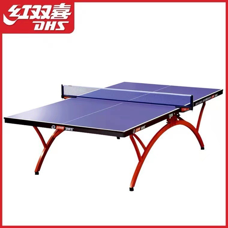 Picture of Red double happiness table tennis table indoor household standard game small rainbow foldable T2828 table tennis table