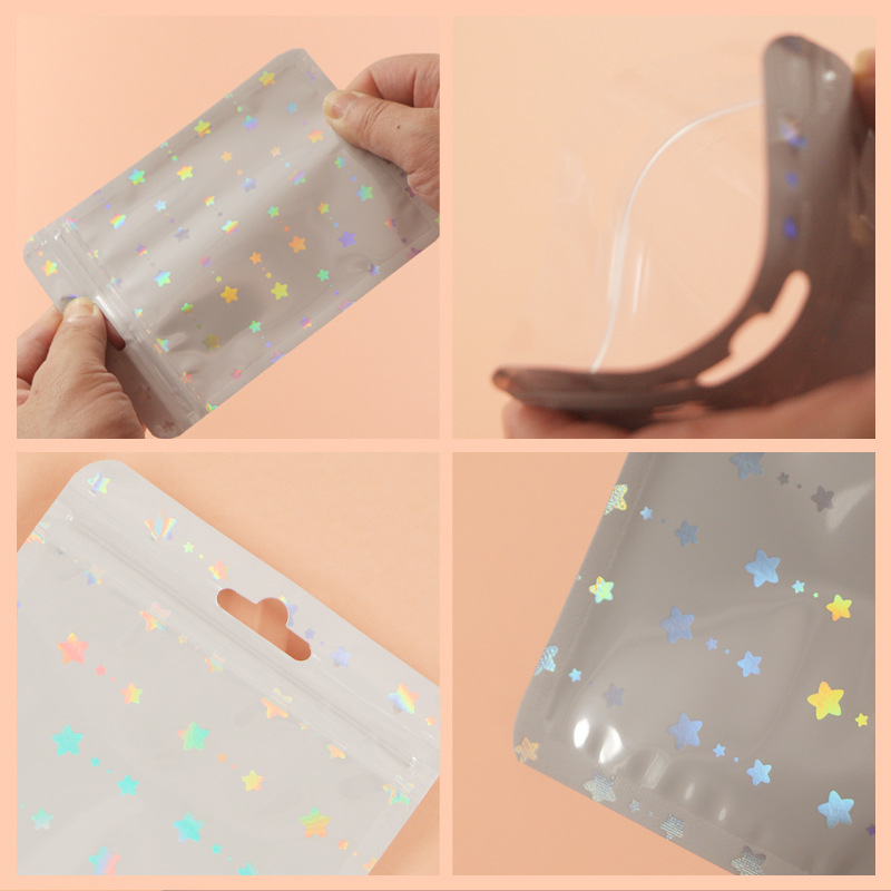Picture of Small star laser Yin and Yang ziplock bag flash Yin and Yang bone bag color flash sealed bag colorful jewelry packaging bag