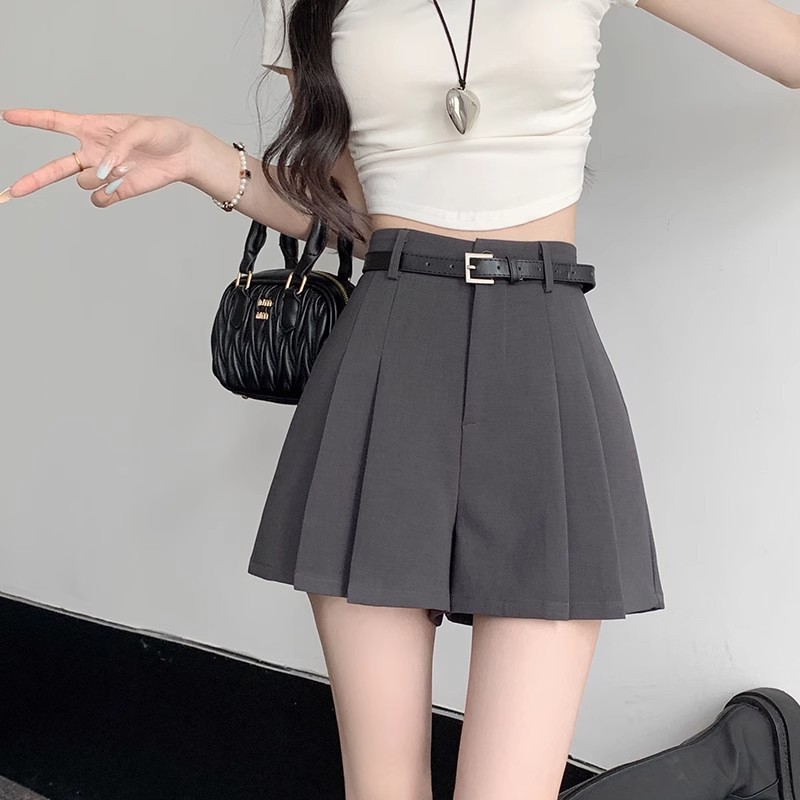 Slimming Spring and Summer Suit Culottes Women's Loose Pants Culottes High Waist Pleated 2024 Wide Legs A Niche Casual New Style