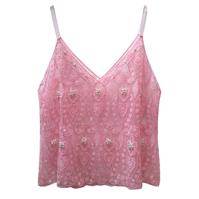 European and American Heavy Industry Sequin Camisole Advanced Shiny Women's Top Hot Girl Casual Fashion Small Camisole Bottoming Shirt