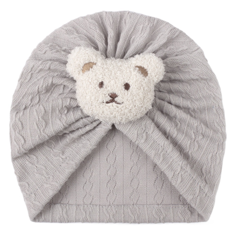 European and American New Style Kidsren's Jacquard Pullover Hat, Cute Baby Bear Headscarf Hat, Four-Season Soft Baby Hat