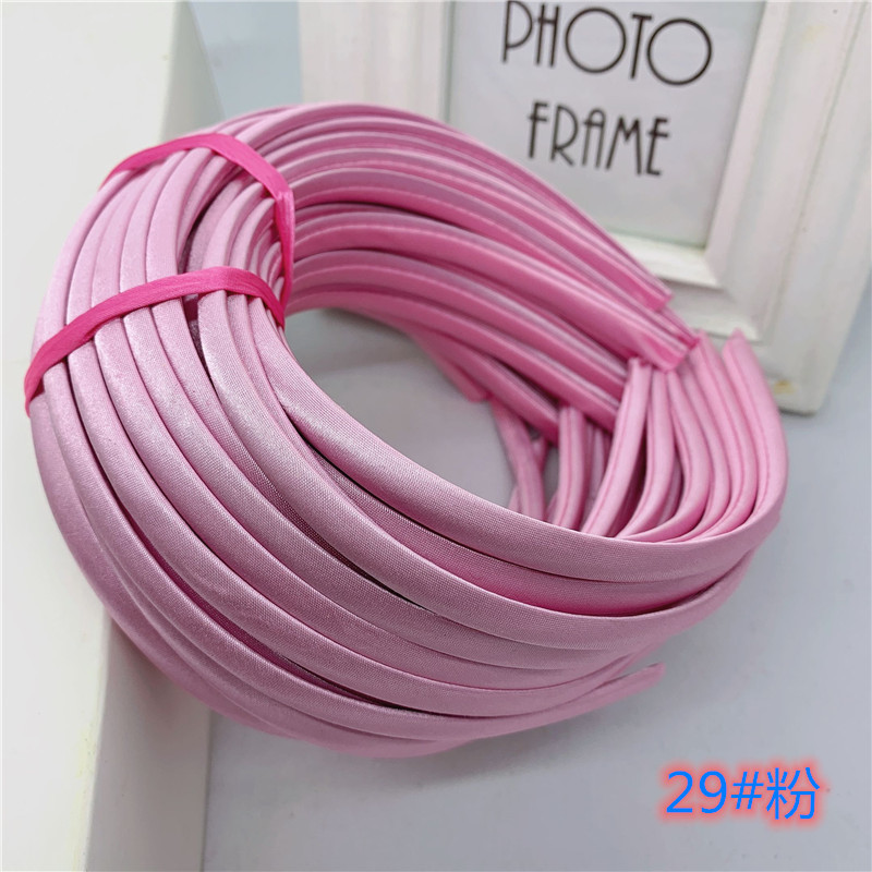 Picture of 10mm Candy-Colored Cloth-Wrapped Thickeneded Headband DIY Hairband Material Hair Accessories 1cm Satin Set Cloth Headband