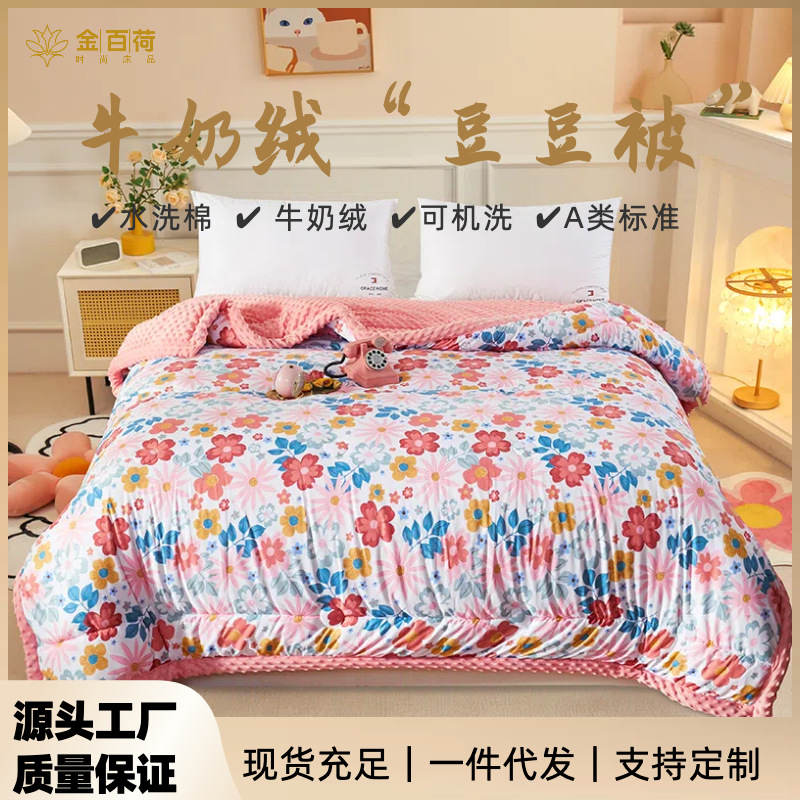 25-year new Class A water-washed cotton peas quilt machine-washable peas velvet winter quilt core children's dormitory four-season quilt
