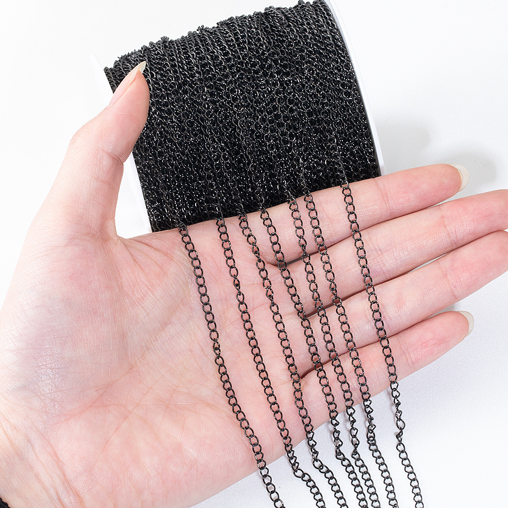 Picture of Stainless steel Black thin chain tassel O-chain extension necklace bracelet material DIY semi-finished chain accessories