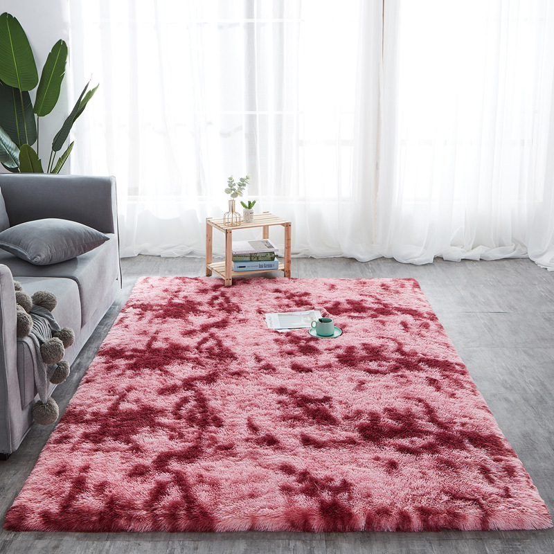 Gradual Change Tie Dye Bedroom Bedside Full Carpet Home Living Room Sofa Long Hair Mat Home Rubbing Foot Mat Balcony Blanket