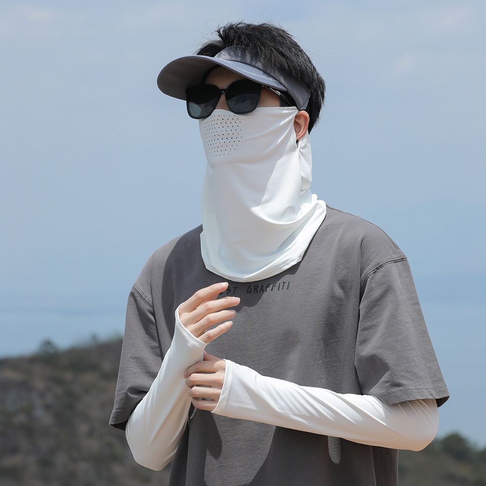UPF50 Women's Summer Sunscreen Mask Men's Full Face Headscarf Outdoor Scarf Set Men's Cycling Equipment Bicycle Trendy