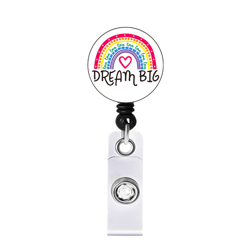 Picture of Rainbow Mental Health Retractable Alligator Clip Easy Pull Buckle Nurse Decoration Badge Reel ID Card Holder