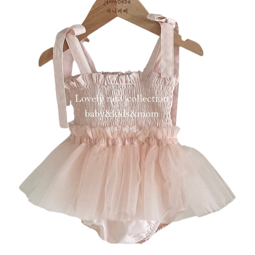 Jennybebe Summer Baby Sling Climbing Suit Baby Girl Princess Mesh Tutu dress