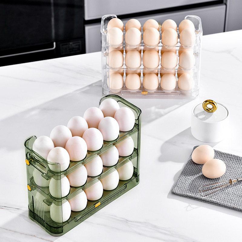 Picture of Egg storage box kitchen fresh-keeping egg box storage artifact refrigerator side door egg holder flip egg rack