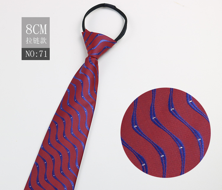 Picture of Factory Black Men's Tie Striped Blue Business Tie Lazy People Knot Free Zipper Tie in stock Wholesale