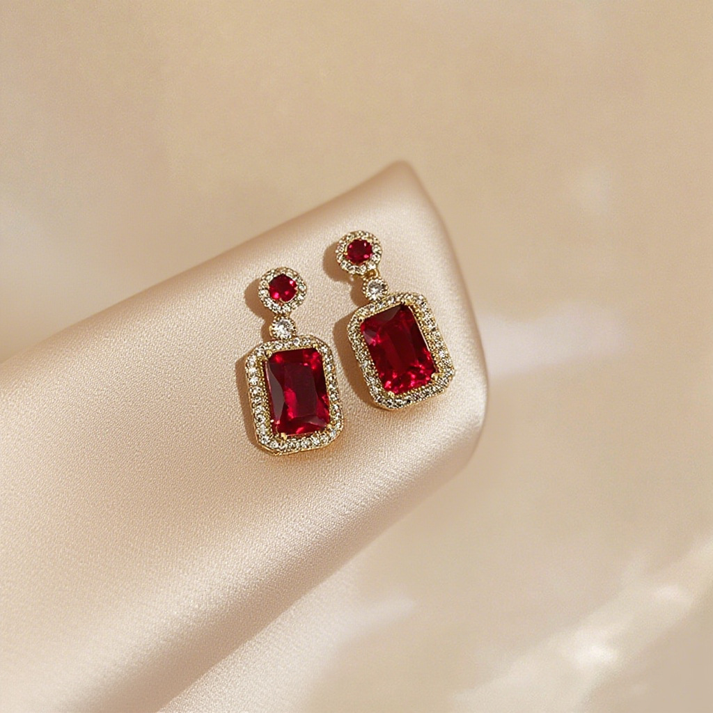 Picture of Emerald Pendant Necklace Women's All-match High-end Jewelry suit Women's Three-piece Set Earrings Ring Jewelry