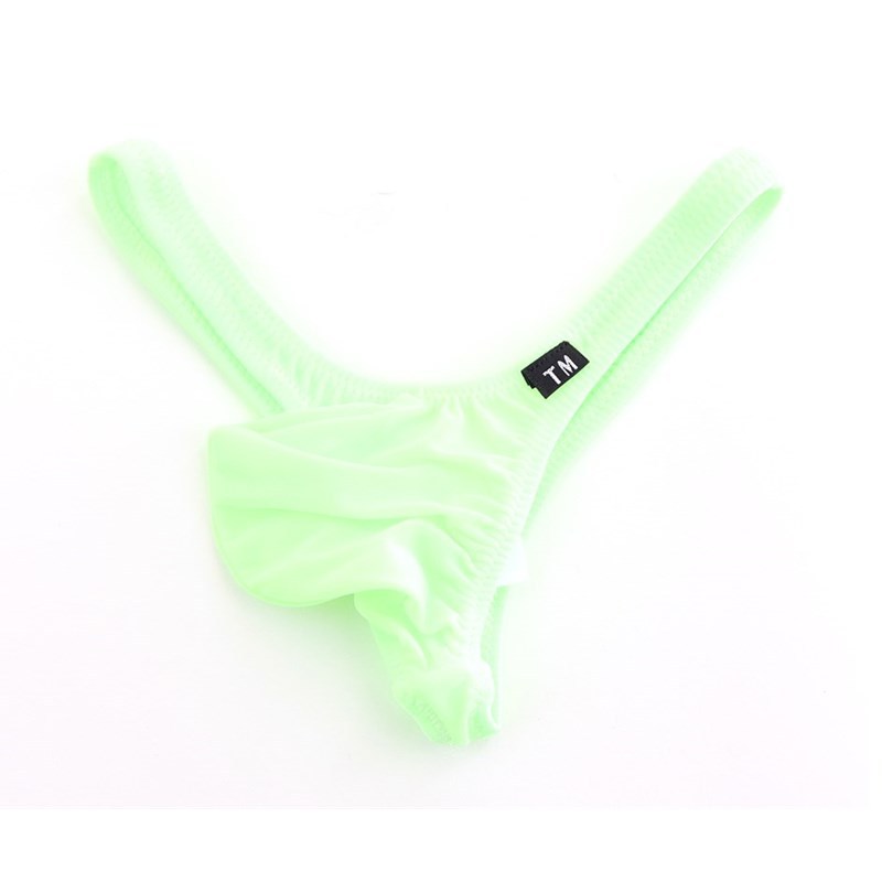 Men's Thong High Elastic Ice Silk Fabric Sexy Men's Pocket Single Ding Underwear Sexy Tempting Breathable Men's T-Pants