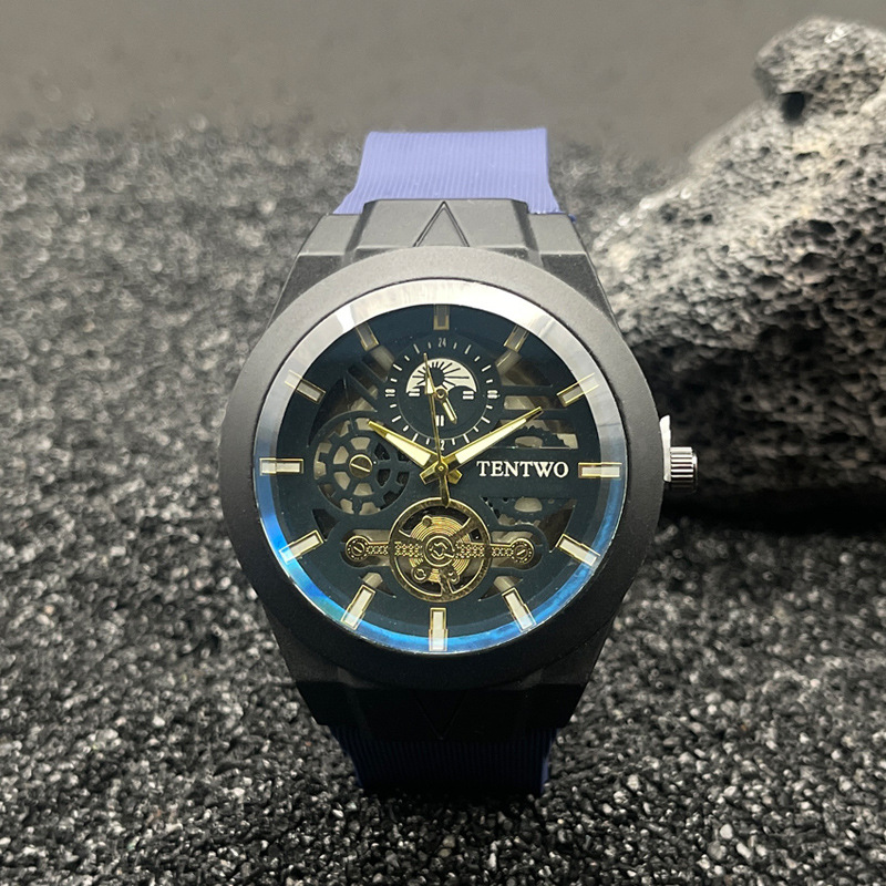 Picture of Cross-border foreign trade new fashion men's watch blue light hollow silicone strap sports quartz watch men's wholesale