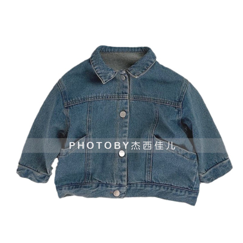 Picture of Ins Korean Style Boys and Girls Spring New Children's Jacket Handsome Fashion Laps Side Bag Children's Jacket Denim Cardigan