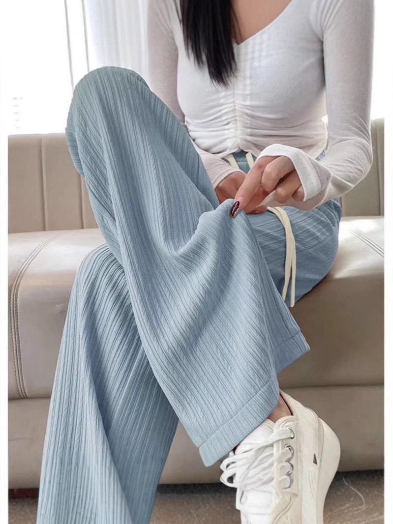 Picture of Seven-Color Cloud Pants for Women 2025 Summer High-Waisted Pleated Draped Floor-Length Wide-Leg Pants Popular Pink Straight Pants for Women