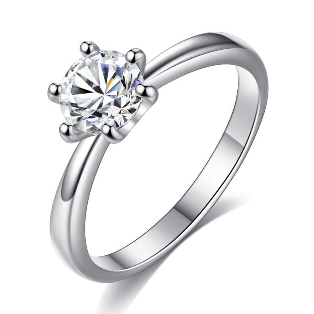 Fashion six claw ring Austrian crystal zircon simple ring manufacturers wholesale ring women's Japanese and Korean
