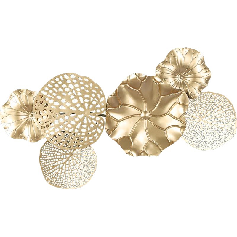 Light Luxury Iron Wall Hanging Wall Decoration for Living Room Background Metal Wall Decoration Home Decoration Bedroom Pendant Lotus Leaf Flower